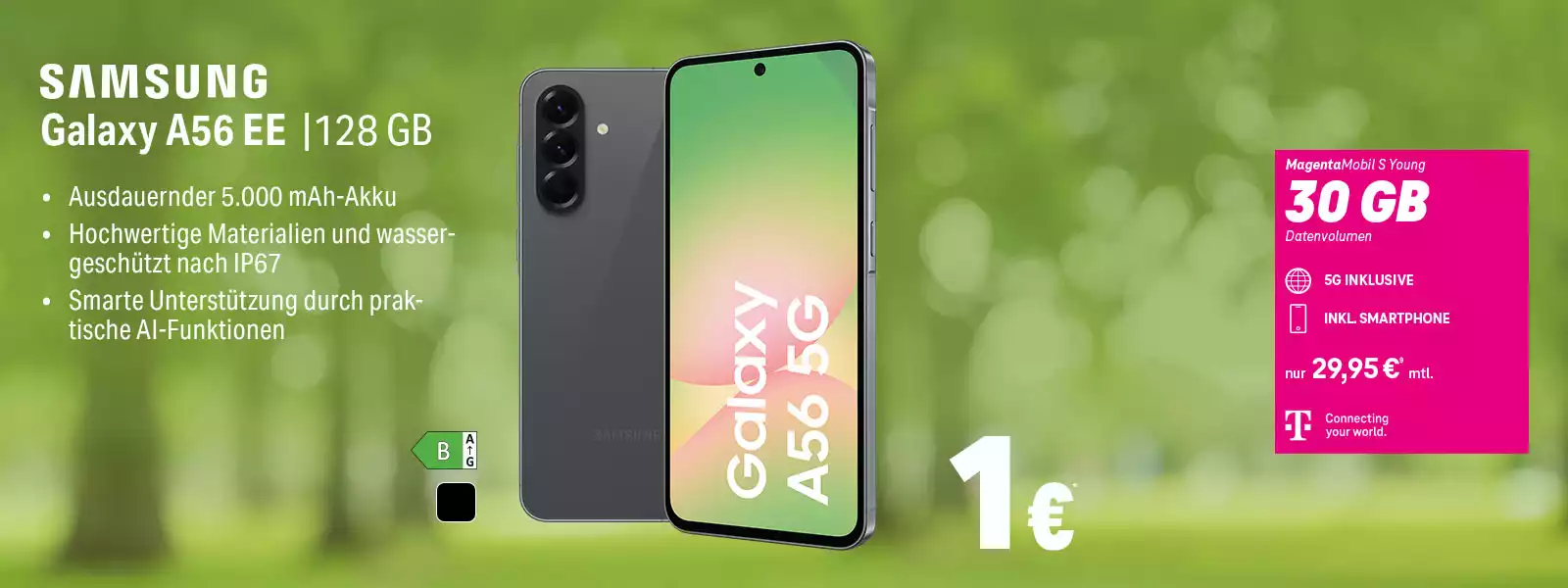 Samsung Galaxy A56 EE 128 GB Smartphone mit 30 GB 5G Tarif im Angebot