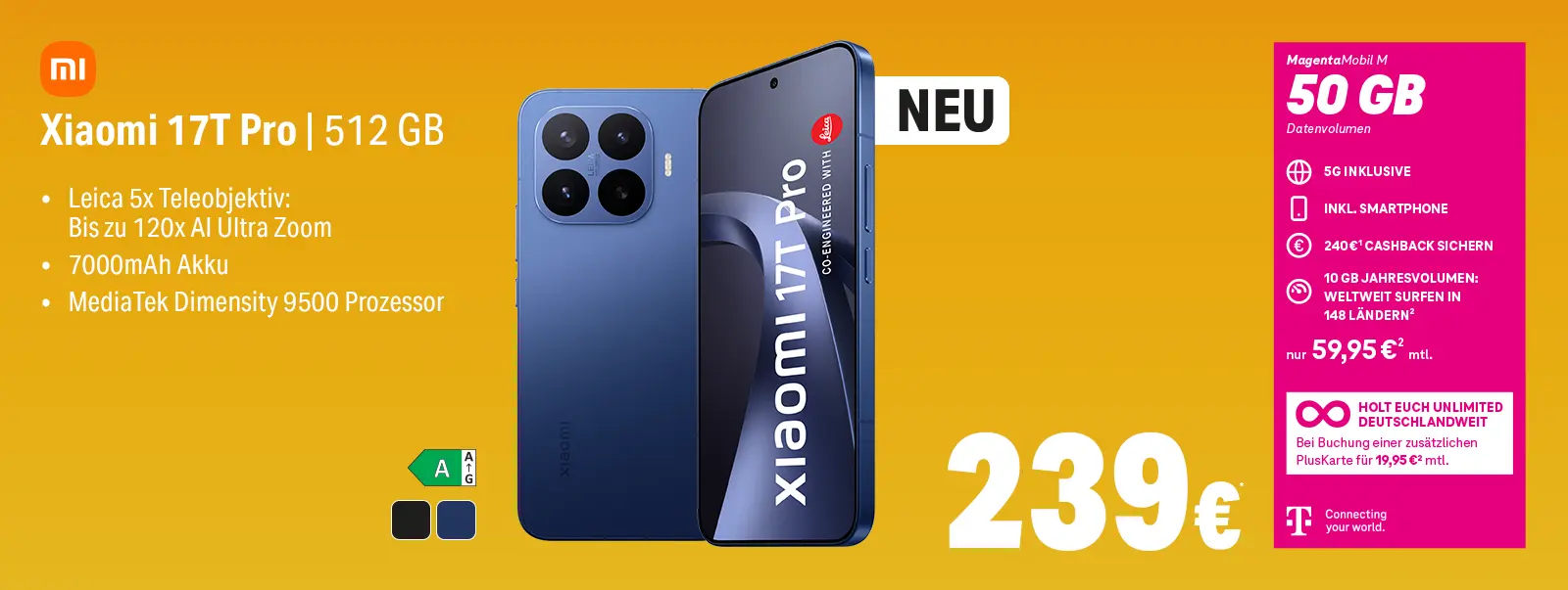Werbebanner: Xiaomi 17T Pro 512 GB Smartphone mit Leica Kamera und 5G-Tarif