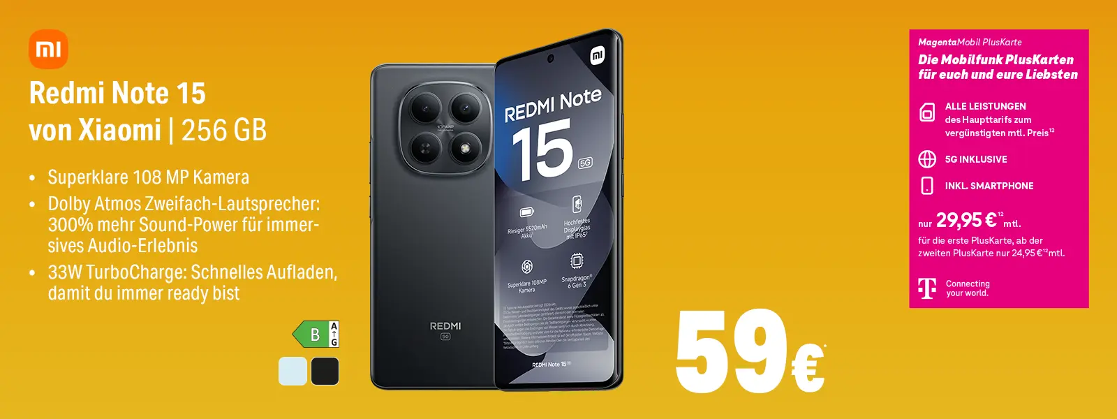 Werbebanner: Xiaomi Redmi Note 15 256 GB Smartphone mit 108 MP Kamera und 5G
